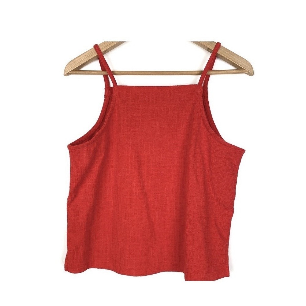 Madewell Red Apron Tank Top Large EUC Textured Square Neck 90s Minimalist